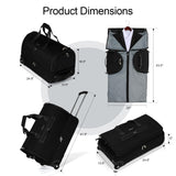 Modoker Convertible Rolling Garment Bag for Travel, Suit Travel Bag with Trolley, Garment Duffel Bag with Wheels & Shoes Compartment for Business Trip, Weekender - Black