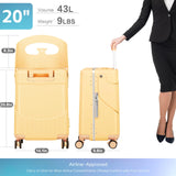 smilesun 20" Carry On Luggage with Seat For Kids & Adults，Hardside Ride On Suitcase with 360°Spinner and TSA Lock For Travel (Yellow, 20")