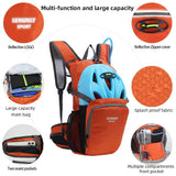 Lemuvlt Small Hiking Daypack Rucking Backpack 15L,Lightweight & Durable -Ideal Backpack for Skiing, Skating, Snowboarding,Hiking, Running, MTB Cycling (Orange)