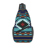 QISENTIS Southwest Native American Tribal Sling Bag for Women Crossbody Bag Aztec Turquoise Striped Geometry Print Sling Backpack for Men Navajo Design Shoulder Bag Gym Sports Travel Hiking Daypack