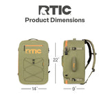 RTIC Ultra Dry Duffle Pack, Waterproof Outdoor Backpack Floating Bags for Hiking, Travel, Camping, Boating, Backpacking, 60L, Olive & Orange