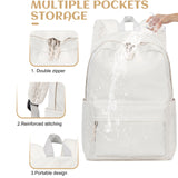 Bluboon School Backpack for Teen Girls Women Laptop Backpack College Bookbags Middle School Travel Work Commuter Back Pack(Solid Beige)