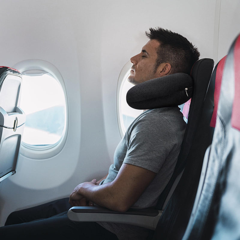 Gosider Black Travel Neck Pillow Memory Foam Airplane Pillow for Neck and Head Support Soft Portable U Shape Neck Pillow for Plane, Car & Home Office Use