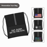 JOYNYON Drawstring Backpack Sports Gym Bag, Draw String Back Bag for Men Women, Lightweight Sackpack with Zipper Pocket, Durable Large Two Tone Black