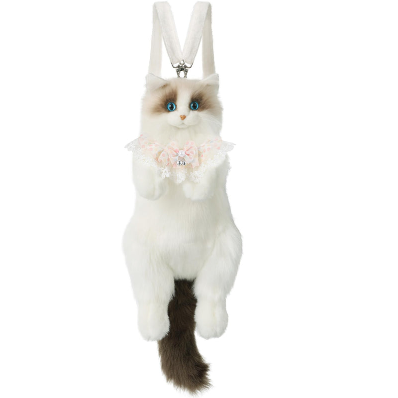 CHOBYNER Stuffed Realistic Cat Plush Backpack Gift for Women - Carry Over Shoulder, on One Shoulder or Crossbody with Adjustable Straps - Cute and Soft Cat Backpack