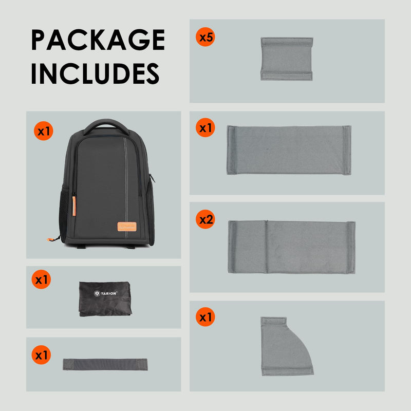 TARION Camera Backpack for Photographers - Compact 15L Camera Bag with 15.6 Inch Laptop Compartment - Side Access Quick Draw - Anti-theft Hidden Pocket Tripod Holder Rain Cover - TB04 Black