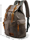 GEARONIC Vintage Canvas Backpack, Casual Daypack Backpacks for Men Women, 15inch Laptop Bag Travel Hiking Camping Rucksack - Gray
