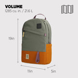 Topo Designs Daypack Classic – OG Daily Carry Pack Designed in Denver, Functional Travel Bag, Made from Recycled Nylon, 2 Padded Laptop Sleeves, 21L (Beetle/Spice)