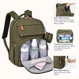 BabbleRoo Diaper Bag Backpack - Travel Large Baby Diaper Bag with Changing pad, Waterproof Baby Bags for Mom & Dad, Unisex Bags with Pacifier Case, Luggage Strap & Stroller Clips– Army Green