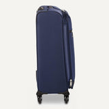 Amazon Basics 28" Large Checked Softside Expandable Suitcase with 360-Degree Multi-directional Spinner Wheels, Zippered Pockets, Telescoping Handle, Spacious, Navy Blue
