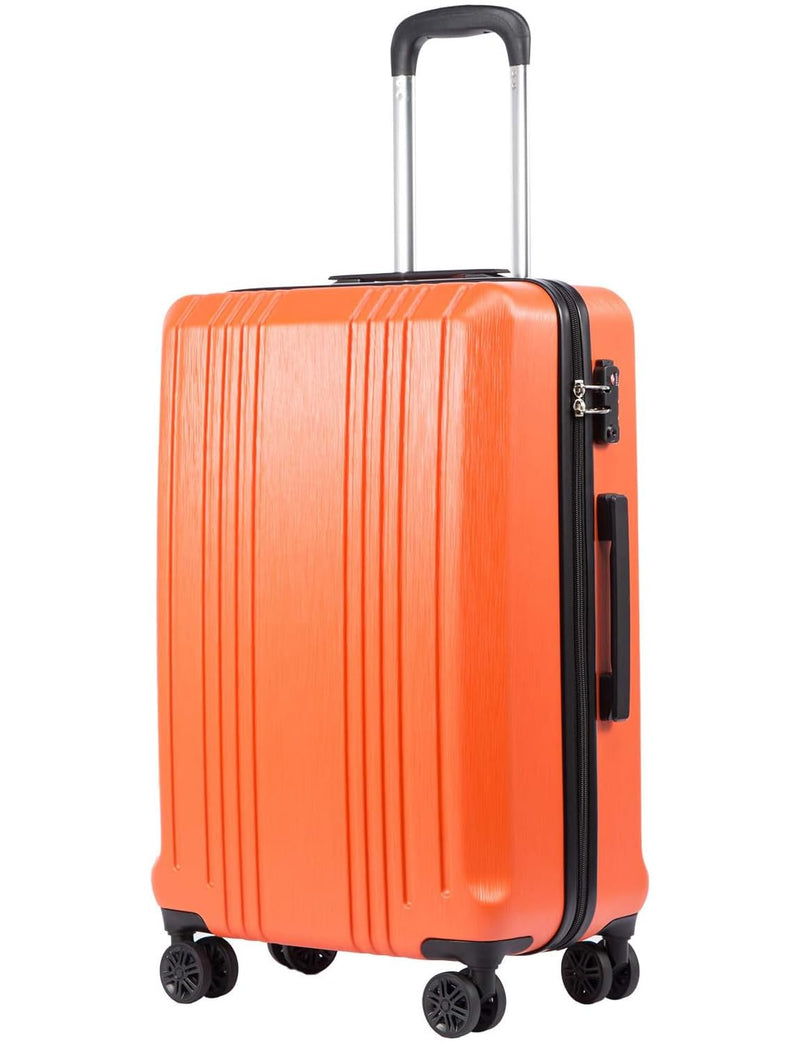 Coolife Luggage PC+ABS Hardshell Suitcase with TSA Lock, Spinner Carry On Lightweight (orange, S(20in_carry on))