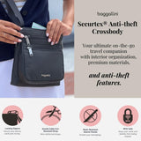 Baggallini Securtex Anti-Theft Crossbody 8.25" Small / 10" Large Travel Purse with RFID Card Slots & Cut-Resistant Strap