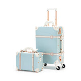 COTRUNKAGE Vintage Designer Luggage Set, Women's Cute Blue Carry On Luggage 22x13x7.5 Airline Approved, 13