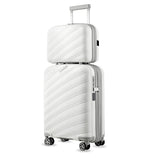 LUGGEX Carry on Luggage, Lightweight Suitcase 2 Piece with Spinner Wheels (White, 14/20)