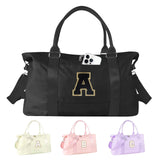 Dance Gym Duffel Bag for Teen Girls, Personalized Initial Travel Weekender Bag,Cute Overnight Carry On Duffle for Women,Sports Travel Cheer Bag,Monogram Christmas Gifts for Tween Preppy(black-A)