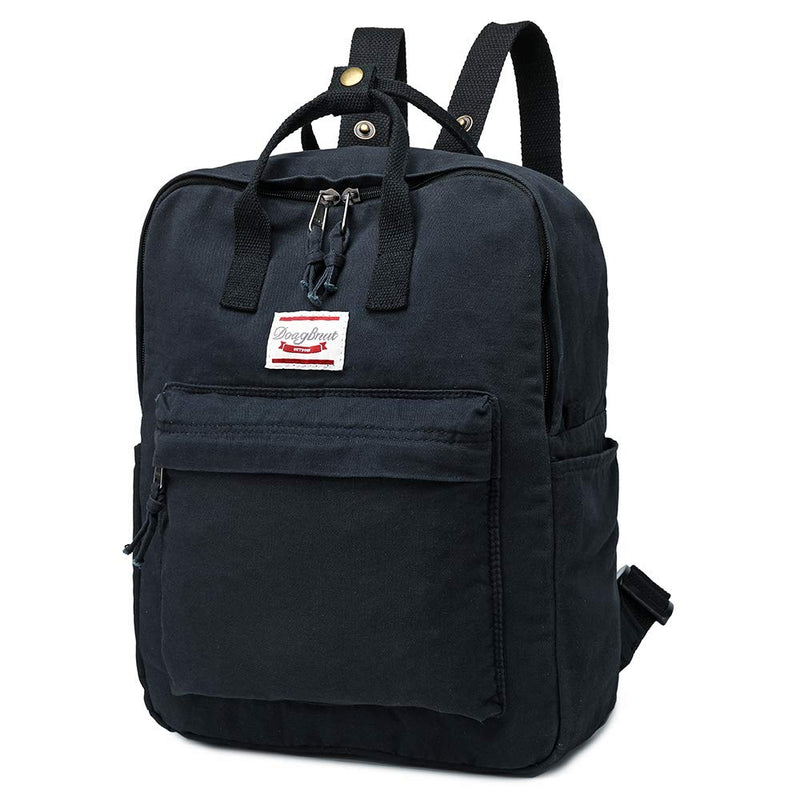 LuckyZ Small Cloth Backpacks Womens Casual Style Lightweight Canvas Backpack Book Bag Travel Daypack Handbag Purse, Black