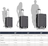 KEYTANG 3-Piece Hardshell Luggage Set, Lightweight Expandable Suitcase with TSA Lock and Double Spinner Wheels, 20% Expansion for Extra Packing, Carry-On and Checked Bags, Grey