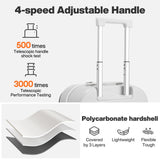mixi 20 Inch Carry On Luggage 22x14x9 Airline Approved PC Hard Shell Suitcase Top Opening Aluminum Frame Travel Suitcases with Wheels, Smoke White