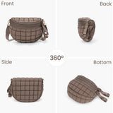 Duyijiff Puffer Crossbody Bum Bag Quilted Cherecked Cross Body Bumbags for Women Oversized Fanny Pack for Daily Use (Coffee)