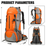 King'sGuard 70L Hiking Backpack with Rain Cover Lightweight Waterproof Travel Camping Backpack Large Backpacking Pack for Men and Women (Orange)