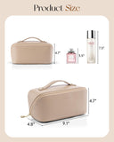 VLANDO Makeup Bag,Travel Toiletry Bag,Cosmetic Bag for Women PU Leather Portable Make up Bag for Skincare, Brushes & Travel Essentials-Toffee
