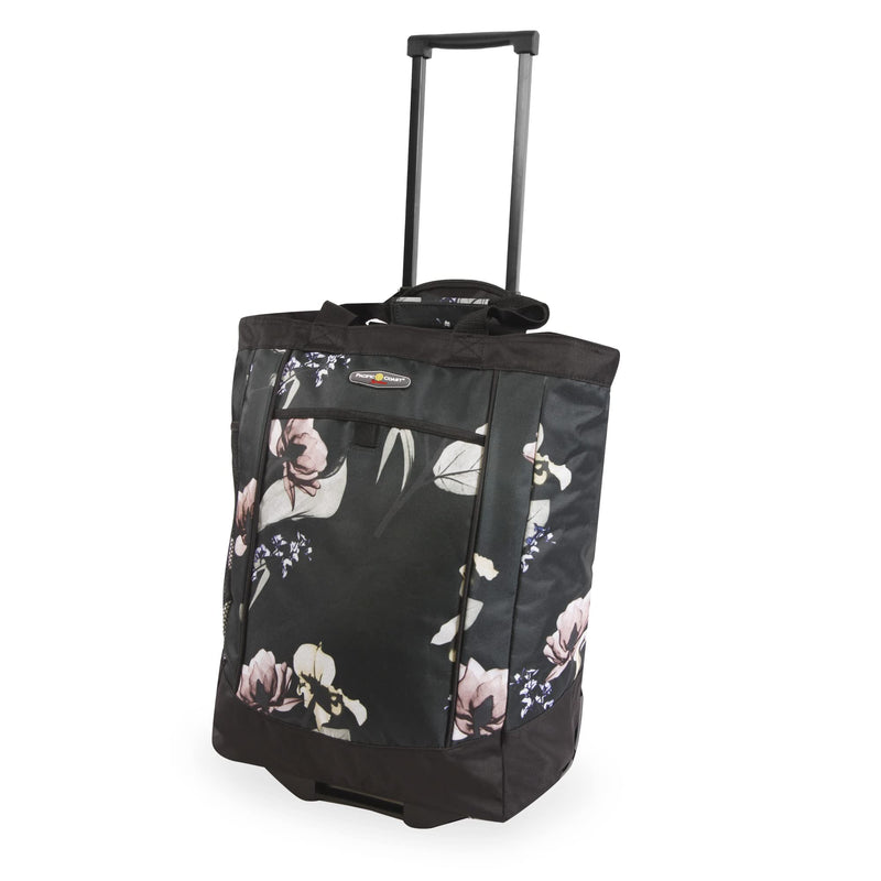 Pacific Coast Signature Large Rolling Shopper Tote Bag, BlackFloral, One Size
