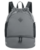 RHDZO Drawstring Backpack Gym Backpack with Shoe Compartment for Men Women String Sports Bag with Wet Pocket Cinch Swim Beach Bag, Gray (Patent Pending)