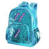 Fermido Holographic Kids Backpack Mermaid Sequin School Backpack for Little Girls Elementary Princess Glitter Bookbags(Teal) One_Size