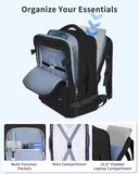 WANDF Personal Item Travel Bag, Small Travel Backpack 17x10x9 for United Airlines, 15.6" Laptop Backpack for Men Women (Black)