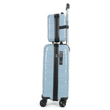 AGVOTK 21" Hardside Carry On Luggage 22x14x9 Airline Approved with Spinner Wheels, Lightweight Suitcase Set with Phone Holder and USB Port, 2 Piece (Sky Blue, 21" Carry On & 14" Cosmetic Case)