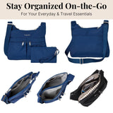 Baggallini Cross Over Crossbody Bag for Women - RFID Travel Bag with Adjustable Strap - Lightweight Water-Resistant Crossbody Purse