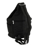 Womens Leather Convertible 7 Pocket Medium Size Tear Drop Sling Backpack Purse Shoulder Bag, Black