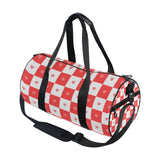 Buffalo Plaid Check Red Heart Large Capacity Luggage Travel Bag Business Trips Travel Weekender Gear Bag