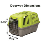 MidWest Homes for Pets Spree Travel Carrier – Hard-Sided Dog & Cat Carrier, Small Pet Travel Crate with Handle, Ventilated Design, Easy Assembly, 22-Inch, Green
