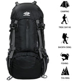 Esup 50L Camping Hiking Backpack Men with rain cover 45l+5l Lightweight Backpacking Backpack Travel Backpack (Black)