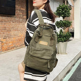 MININAI Aesthetic Canvas Backpack for Women Men Preppy Backpack Grunge Hippie Boho Japanese College Laptop Book Bag (Army Green,One Size)