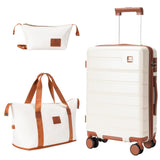QIMER Carry on Luggage Set, 20 Inch Suitcase with 100% PC hardshell, Lightweight TSA Locks Quiet Spinner Wheels Durable Zipper, Suitable for Men and Women, Y01 Beige(20"/DB/TB) Slightly Small
