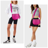Lushandy Bum Bag Women's Checkered Crossbody Bag Nylon Cross Body Bags Plaid Mom Everyday Purse for Travel (Pure Hot Pink)