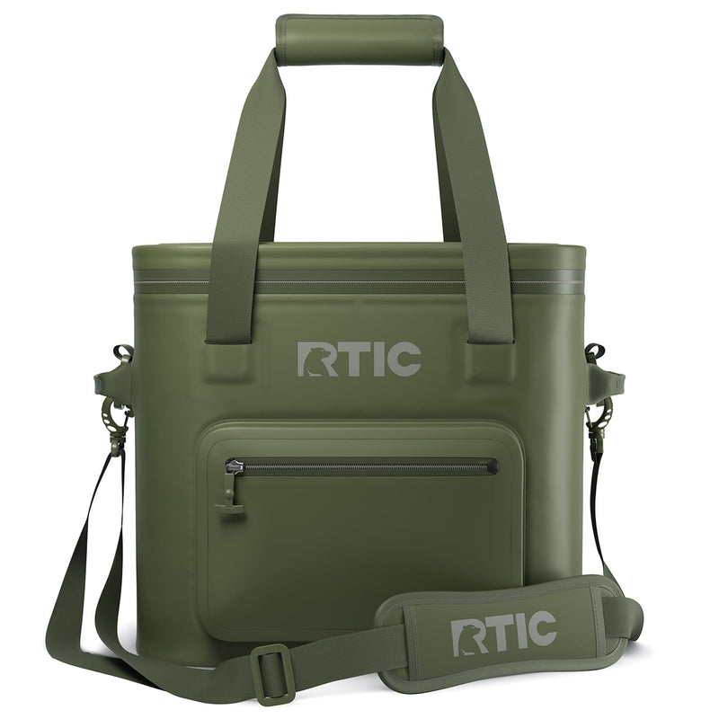 RTIC 30 Can Ultra-Tough Soft Cooler Pro, Insulated, Waterproof, Leakproof, Portable, Floating Bag for Beverage, Drink, Lunch, Outdoor, Beach, Car, Camping, Picnic, Fishing, Boat, 19L, Olive