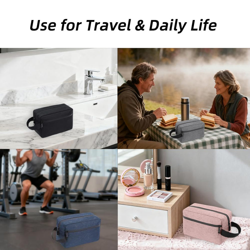 DSYSC Travel Toiletry Bag for Women Men, Small Makeup Bag, Water-Resistant Cosmetic Bag, Cosmetic Pouch, Traveling Dopp Kit, Travel Essentials Accessories (Black)