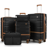 NEISIA Luggage Sets 3 Piece with TSA Lock Hardside PC+ABS Carry On Suitcase with Spinner Wheels Lightweight Rolling Travel Luggage Sets with YKK Zippers (Black)