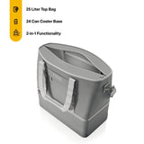 RTIC 2-in-1 Chillout Bag Soft Insulated Cooler Tote, Portable, for Lunch, Beach, Travel, Drink, Beverage, Car, Camping, Picnic, 24-Can Capacity, Grey