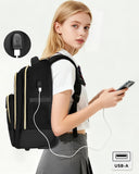 Arcoyard Rolling Backpack for Women, 15 inch Lightweight Wheeled Roller Laptop Backpack for Adults, Water Resistant Underseat Carry On Luggage Bag, TSA Friendly Anti Theft Business Gear, Black Gold