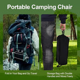 TlaroRiz Camping Chair Portable Lightweight Camping Chairs for Adults Foldable 600D Oxford Ultralight Backpacking Chair with Breathable Mesh and Pocket for Outdoor Travel Hiking, Black