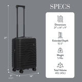 Bric's B|Y Ulisse Carry-On Spinner – Lightweight Hard Shell Luggage, Smooth 360° Double Wheels, TSA Combination Lock, USB Port & Interior Organization - 21 Inch, Black