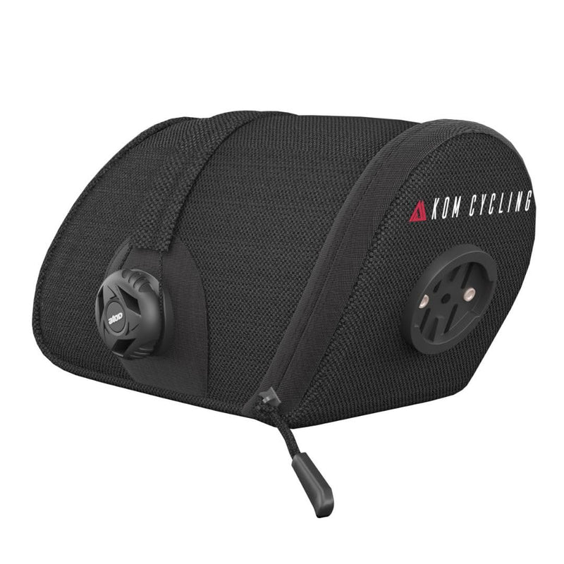 KOM Cycling Saddle Bag Small - Bike Saddle Bag for Multi-Tool, Tube, Tire Levers, Securely Under Bike Seat for Cycling Radars with built in Radar Mount, Pocket for Apple AirTag .4 Liter Capacity