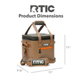 RTIC Ultra-Tough Soft Cooler 12 Can, Insulated Bag Portable Ice Chest for Lunch, Beach, Drink, Beverage, Travel, Camping, Picnic, Car, Trips, Floating Cooler Leak-Proof with Zipper, Tan