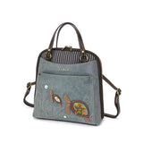 CHALA Convertible Backpack Purse - Women Convertible Shoulder Purse with Adjustable Strap - Two Turtles - Indigo