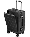 LUGGEX 21 Inch Zipperless Carry On Luggage - HUP Pro Front Opening Compartment Suitcase with Spinner Wheels, 38L Capacity, TSA Locks, Airline Approved for Business Travel(ZX-Pro, Black)