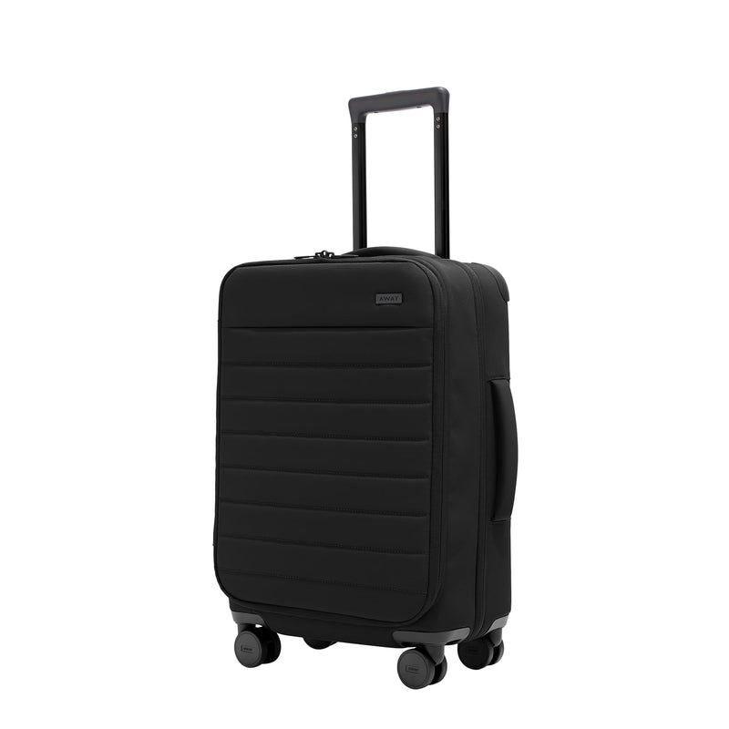 Away Softside Carry-On Suitcase, 22 Inch, Expandable High-Strength Nylon Luggage With Spinner Wheels, Meets Requirements for Most Major Airlines, Jet Black